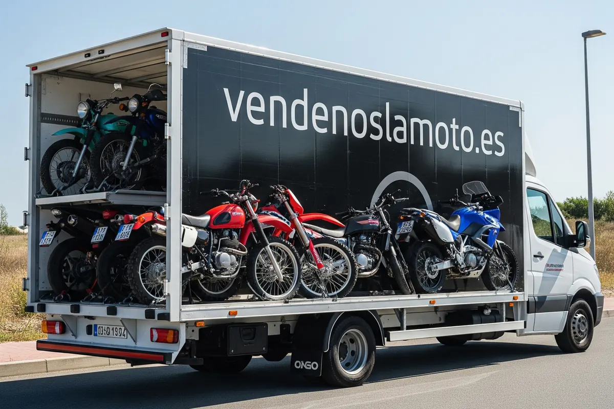 Camión de VendenosLaMoto con motos recogidas a particulares